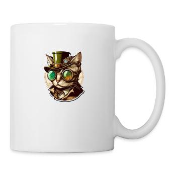 Chat Steampunk avec chapeau et lunettes - Mug blanc - blanc - Droite