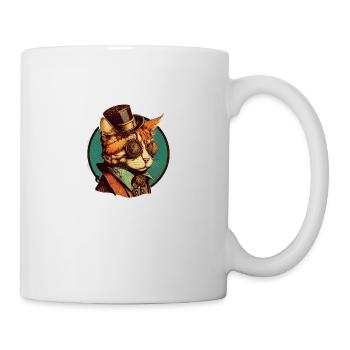 Chat Steampunk avec chapeau et lunettes - Mug blanc - blanc - Droite