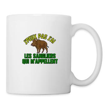 J’peux pas j’ai les sangliers qui m’appellent - Mug blanc - blanc - Droite