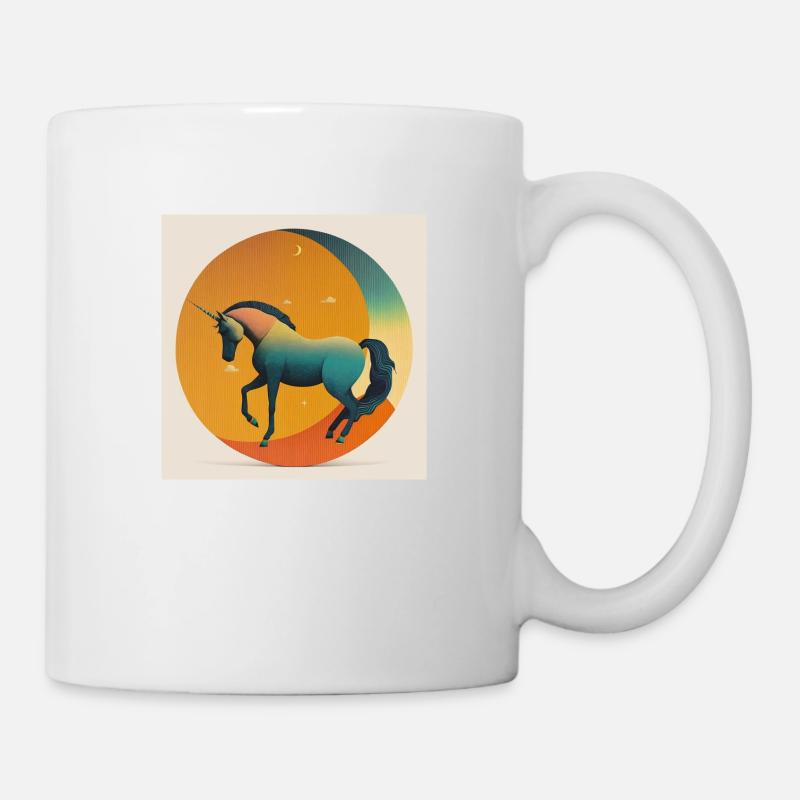 illustration licorne 70s colors art style - Mug blanc - blanc