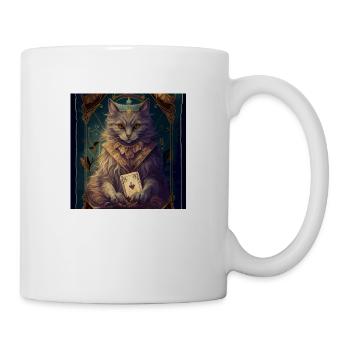 Chat dans la conception de carte de tarot mystique! - Mug blanc - blanc - Droite