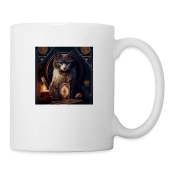 Chat dans la conception de carte de tarot mystique! - Mug blanc - blanc - Droite