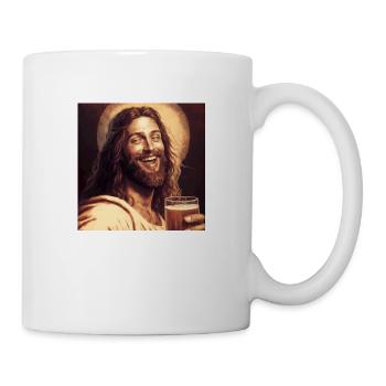 Jesus trinkt Bier - Tasse - Weiß - Rechts