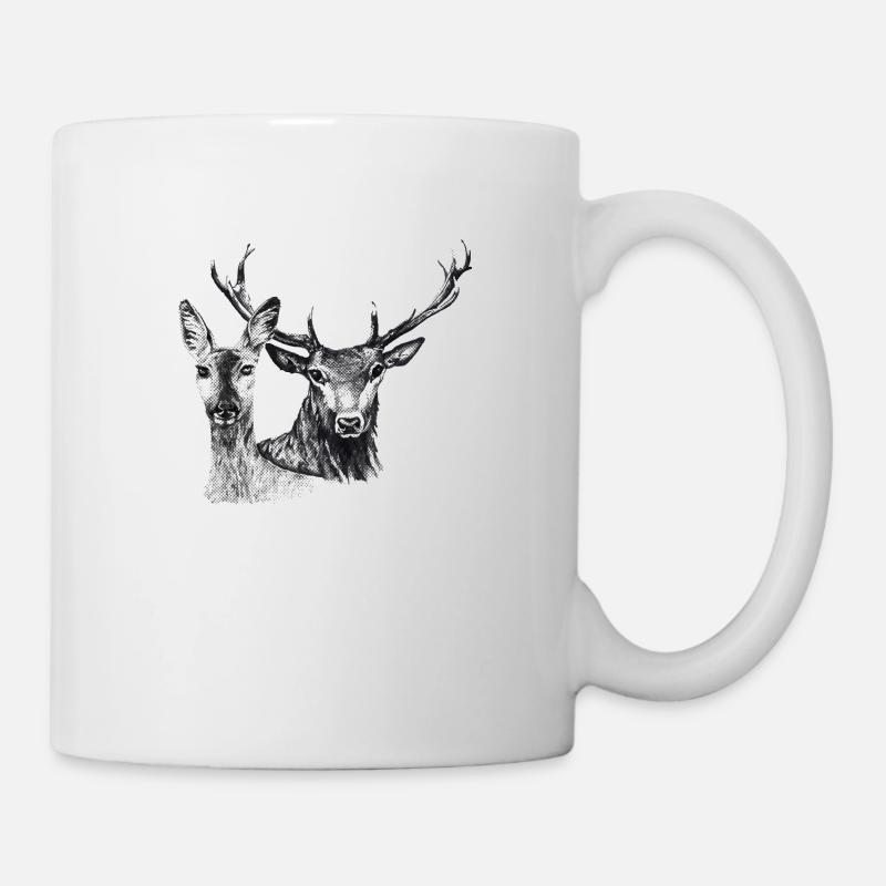 Cerfs et biche - Mug blanc - blanc