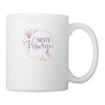 Beste Friseurin! Frühling Floral personalisierbar - Tasse - Weiß - Rechts