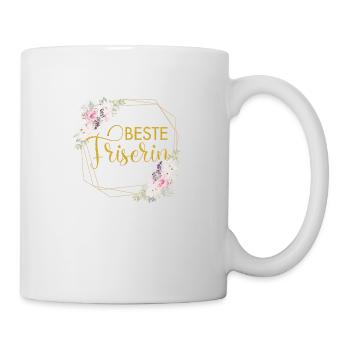 Beste Friseurin! Frühling Floral personalisierbar - Tasse - Weiß - Rechts