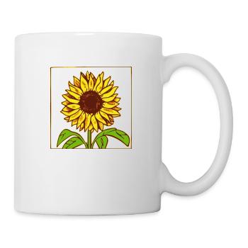 Motif tournesol avec cadre - Mug blanc - blanc - Droite