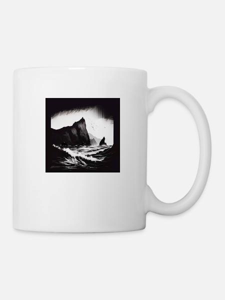 rough sea with cliffs - Tasse - Weiß