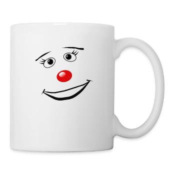 Lachendes Gesicht Comic Style Fasching Kostüm - Tasse - Weiß - Rechts