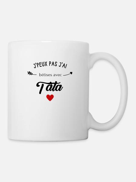 j'peux pas j'ai bêtises avec tata - Mug blanc - blanc