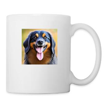 lustiger farbenfroher Hundekopf mit zwei Zungen - Tasse - Weiß - Rechts