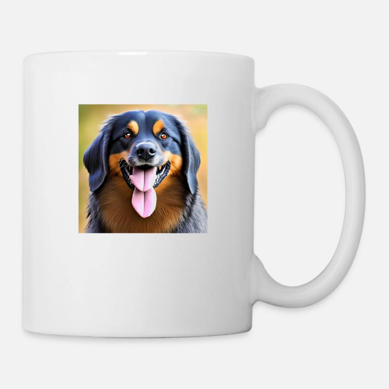 Drôle de tête de chien colorée avec deux langues - Mug blanc - blanc