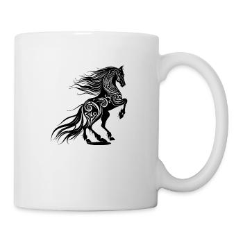 Cheval, Équitation, Style de tatouage tribal, Fan de nature animale - Mug blanc - blanc - Droite