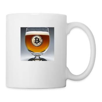 Bitcoin Logo auf Bierglas mit Bier - Tasse - Weiß - Rechts