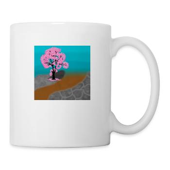 Digital Landschaft. Kirschblütenbaum - Tasse - Weiß - Rechts