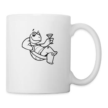 Reclining turtle with cocktail glass in hand - Mug - white - Right