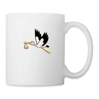 Madame la cigogne et bébé - Mug blanc - blanc - Droite
