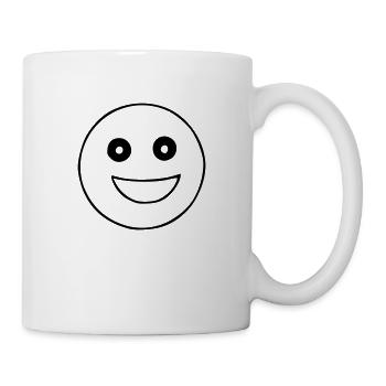 Emoji sketch noir joyeux - Mug blanc - blanc - Droite