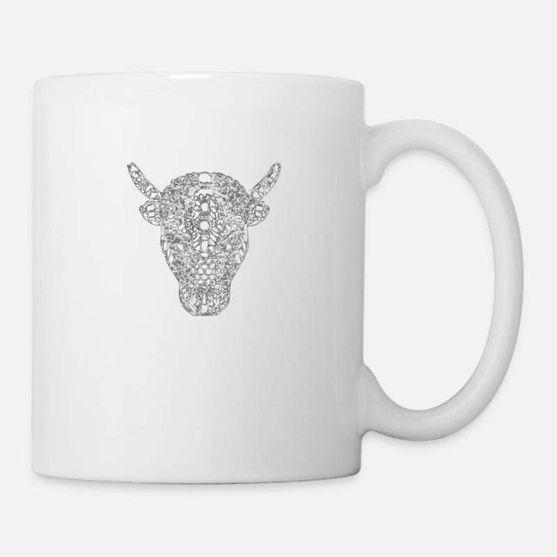 Zentangle cow's head - Mug - white