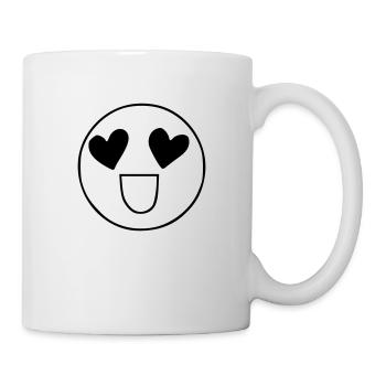 Emoji sketch heart eyes black - Mug - white - Right