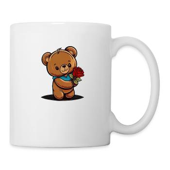 Cute Plush Bear with Rose - Valentine's Day - Mug - white - Right