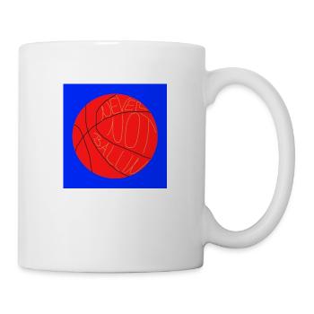 Niemals nicht am Basketball spielen (blau, rot) - Tasse - Weiß - Rechts