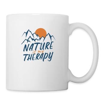 « La nature est ma thérapie » Mountain Peak Silhouette - Mug blanc - blanc - Droite