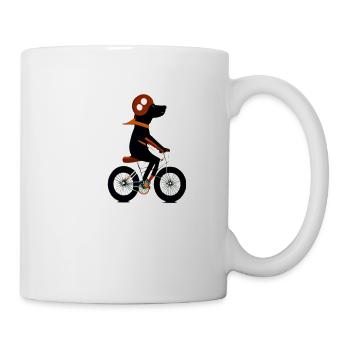 chien qui sourit en vélo - Mug blanc - blanc - Droite