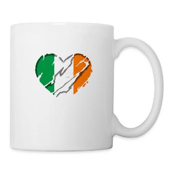 Ireland Flag Heart Vintage Irish Flag Dublin - Mug - white - Right