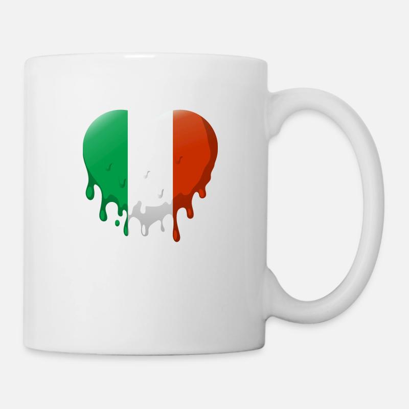 Italie Drapeau Coeur Drapeau italien Utilisé Look - Mug blanc - blanc