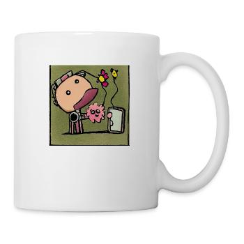 Cute duck takes selfies - Mug - white - Right