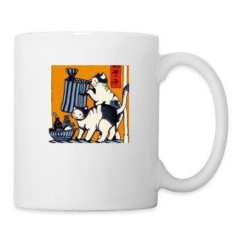 Katzen im Japanischen Kunst Stil 1 - Tasse - Weiß - Rechts