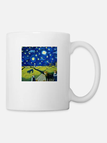 Cats in the "starry night" - Mug - white