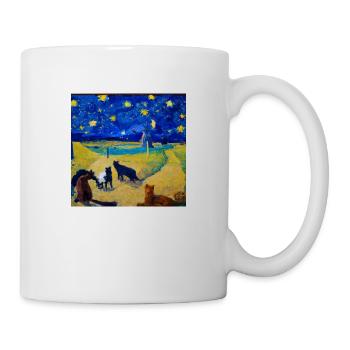 Cats in van Gogh's starry night - Mug - white - Right