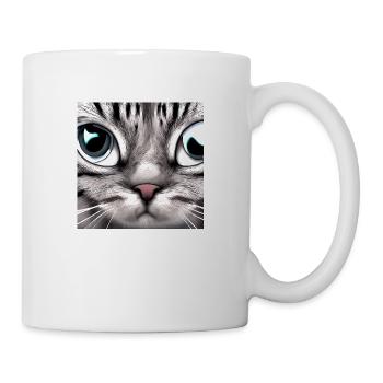 Katze mit großen, süßen Augen - Tasse - Weiß - Rechts