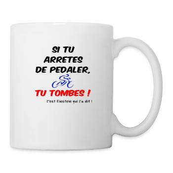 Pédaler sans tomber foncé humour - Mug blanc - blanc - Droite