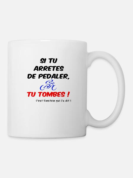 Pédaler sans tomber foncé humour - Mug blanc - blanc