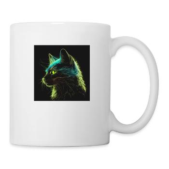 Neonkatze bei Nacht - Tasse - Weiß - Rechts