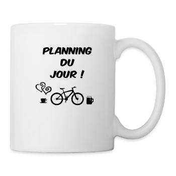 Planning vélo loisir foncé humour - Mug blanc - blanc - Droite