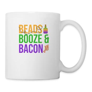 Beads Booze & Bacon Mardi Gras Party - Tasse - Weiß - Rechts