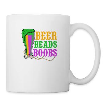 Beer Beads Boobs Mardi Gras Party - Mug - white - Right