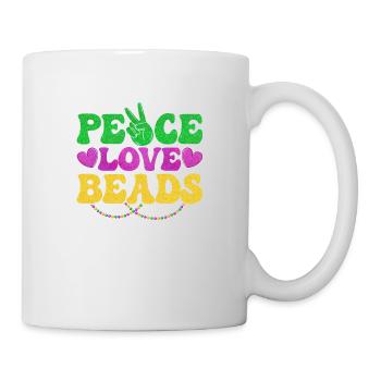 Peace Love Beads Mardi Gras Party - Mug - white - Right