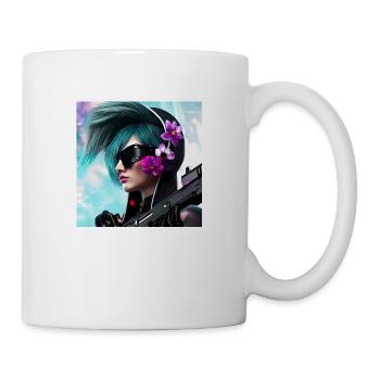 Lunettes de soleil Cyber style Girl Woman Flower - Mug blanc - blanc - Droite