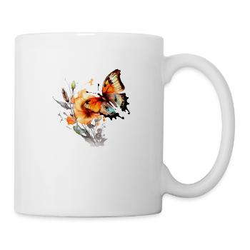 Watercolor butterfly on a flower - Mug - white - Right