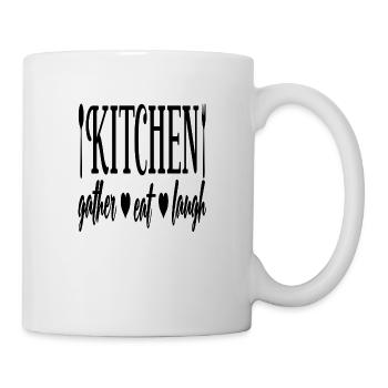 Cuisine rassembler manger rire - Mug blanc - blanc - Droite