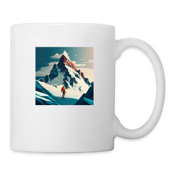 Illustration mountain skier, ski slope - Mug - white - Right