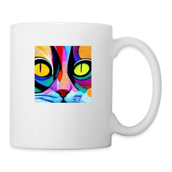Bunte Katze Nahaufnahme, abstrakt - Tasse - Weiß - Rechts