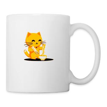 Pilou le chat qui mange des nouilles - Mug blanc - blanc - Droite