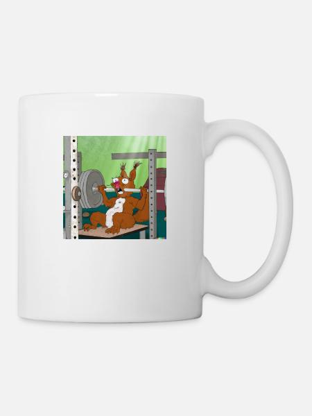 SQRRLD - Squirrel's Bench Press Accident - Tasse - Weiß
