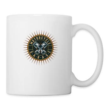Retro Motorrad Design Werkstatt Logo - Tasse - Weiß - Rechts